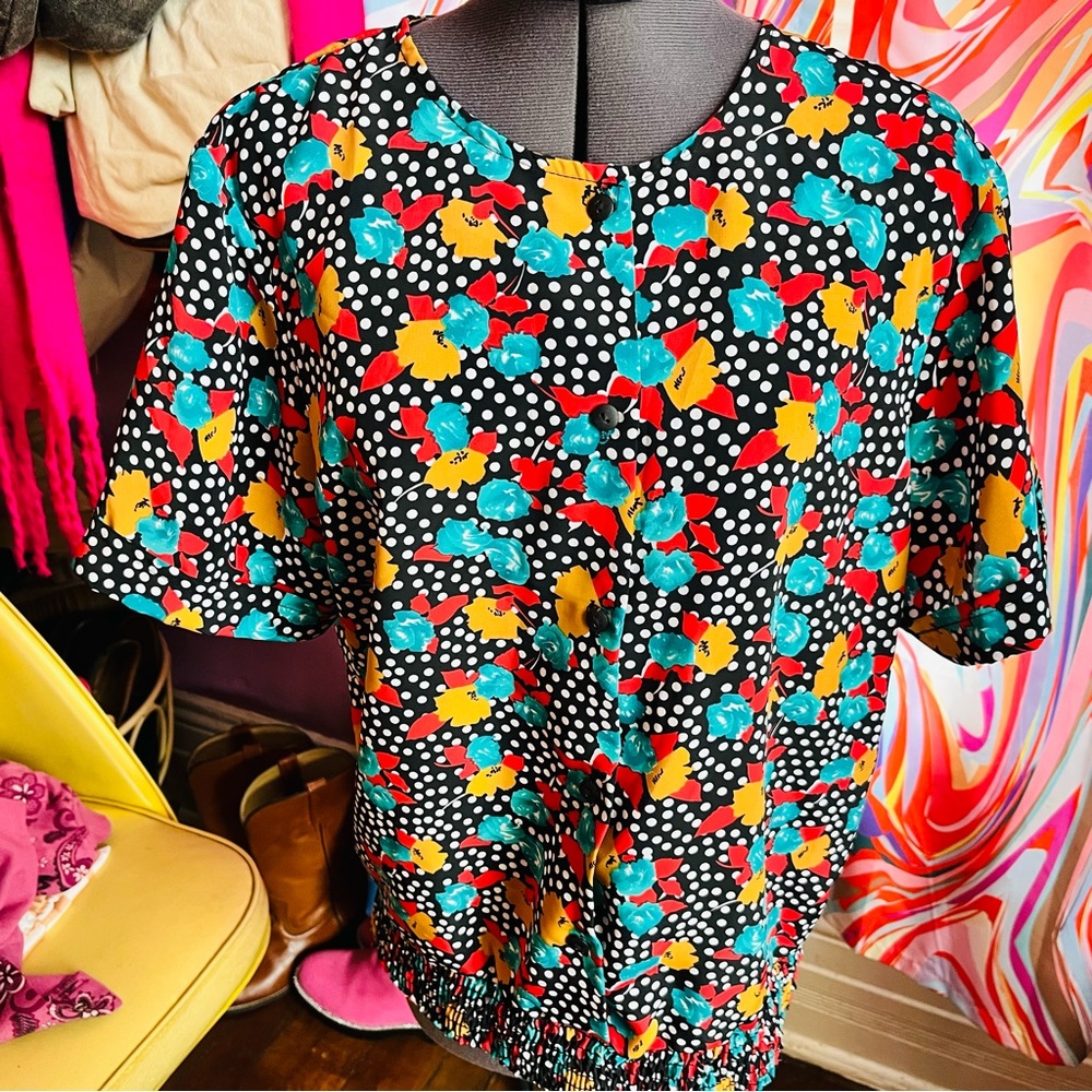 Vintage button up top w/ elastic waist